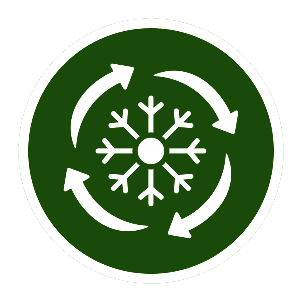 Icon of a snowflake with circulating arrows