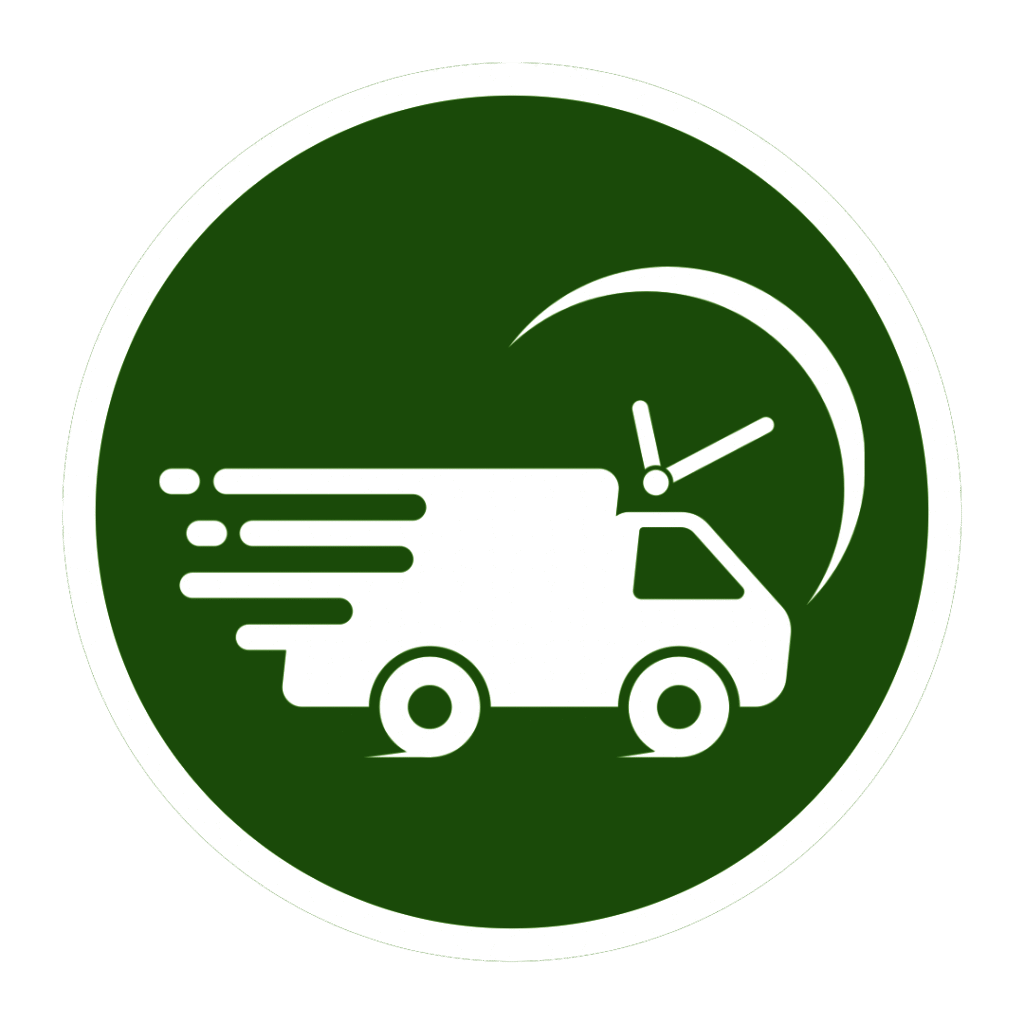 Icon of a delivery truck with a clock