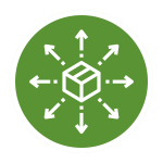 Icon of a parcel with arrows pointing outwards
